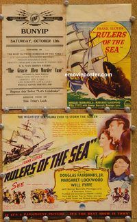 k440 RULERS OF THE SEA Aust movie herald '39 Fairbanks, Lockwood