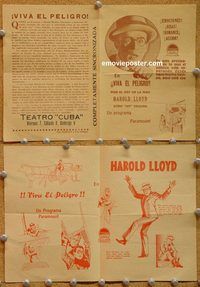 k403 WELCOME DANGER Cuban movie herald '29 Harold Lloyd