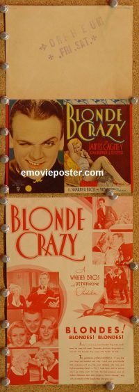 k304 BLONDE CRAZY movie herald '31 James Cagney, Blondell