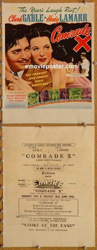 k308 COMRADE X movie herald '40 Clark Gable, Hedy Lamarr
