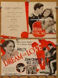k315 DREAM OF LOVE movie herald '28 young Joan Crawford!