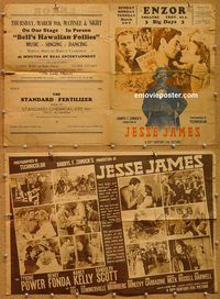 k330 JESSE JAMES movie herald '39 Tyrone Power, Henry Fonda