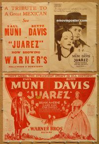 k333 JUAREZ movie herald '39 Paul Muni, Bette Davis, Aherne