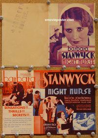 k351 NIGHT NURSE movie herald '31 young Barbara Stanwyck!