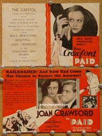 k355 PAID movie herald '30 young sexy Joan Crawford!