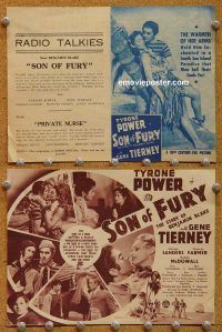 k444 SON OF FURY Aust movie herald '42 Tyrone Power, Tierney