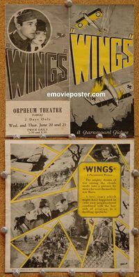 k391 WINGS movie herald '27 Clara Bow, Buddy Rogers, Arlen