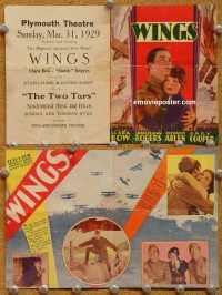 k392 WINGS movie herald 1928 Clara Bow, Gary Cooper, WWI!