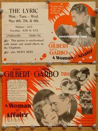 k393 WOMAN OF AFFAIRS movie herald '28 Greta Garbo, Gilbert