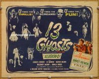 k002 13 GHOSTS title movie lobby card '60 William Castle, cool horror!