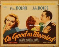 k003 AS GOOD AS MARRIED title movie lobby card '37 Doris Nolan, John Boles