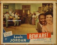 k045 BEWARE movie lobby card '46 Louis Jordan playing with his band!