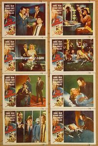 k275 BIG COMBO 8 movie lobby cards '55 Cornel Wilde, classic film noir!