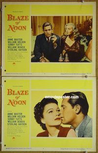 k164 BLAZE OF NOON 2 movie lobby cards R58 William Holden, Baxter