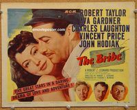 k006 BRIBE title movie lobby card '49 Robert Taylor, Gardner, Price