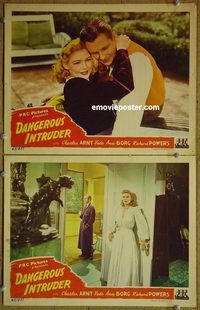k173 DANGEROUS INTRUDER 2 movie lobby cards '45 Veda Ann Borg
