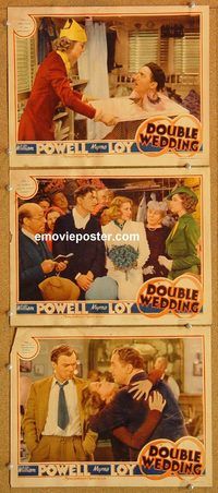 k254 DOUBLE WEDDING 3 movie lobby cards '37 William Powell, Myrna Loy