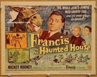 k012 FRANCIS IN THE HAUNTED HOUSE title movie lobby card '56 Mickey Rooney