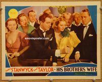 k087 HIS BROTHER'S WIFE #2 movie lobby card '36 Stanwyck, Taylor gamble