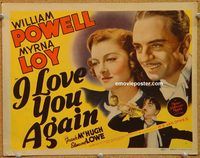k016 I LOVE YOU AGAIN title movie lobby card '40 William Powell, Myrna Loy