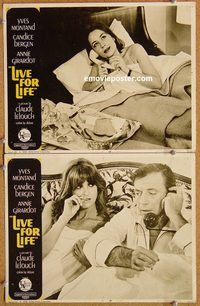 k199 LIVE FOR LIFE 2 movie lobby cards '68 Yves Montand, Candice Bergen