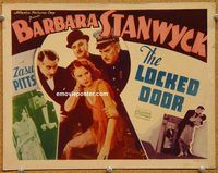 k019 LOCKED DOOR title movie lobby card R30s Barbara Stanwyck, Rod La Rocque