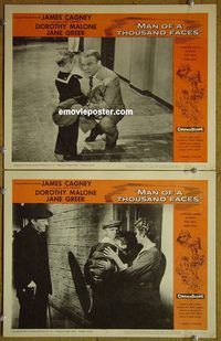 k202 MAN OF A THOUSAND FACES 2 movie lobby cards R64 Cagney
