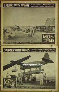 k203 MARCH OF TIME VOLUME 8 ISSUE 3 2 movie lobby cards '41 bi-planes!
