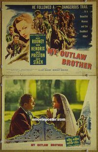 k206 MY BROTHER THE OUTLAW 2 movie lobby cards '51 Mickey Rooney