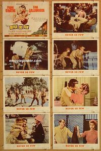 k285 NEVER SO FEW 8 movie lobby cards '59 Frank Sinatra, Lollobrigida