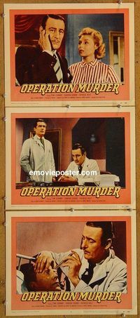 k257 OPERATION MURDER 3 movie lobby cards '57 Tom Conway, Dorne