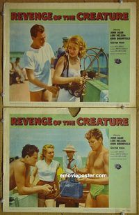 k220 REVENGE OF THE CREATURE 2 movie lobby cards '55 John Agar