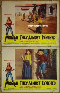 k251 WOMAN THEY ALMOST LYNCHED 2 movie lobby cards '53 sexy!