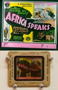 m015 AFRICA SPEAKS movie glass lantern slide '30 jungle documentary!