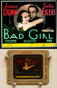 m071 BAD GIRL movie glass lantern slide '31 Sally Eilers, James Dunn
