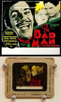 m073 BAD MAN movie glass lantern slide '30 Mexican Walter Huston!