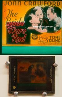 m141 BRIDE WORE RED movie glass lantern slide '37 Joan Crawford, Tone