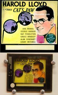 m185 CAT'S PAW movie glass lantern slide '34 Harold Lloyd
