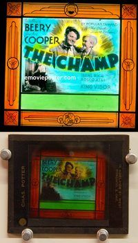 m189 CHAMP movie glass lantern slide '31 Beery, Cooper, boxing epic!