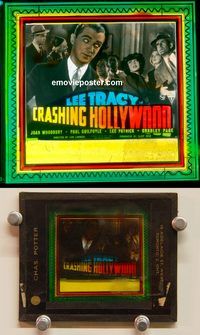 m244 CRASHING HOLLYWOOD movie glass lantern slide '38 Lee Tracy
