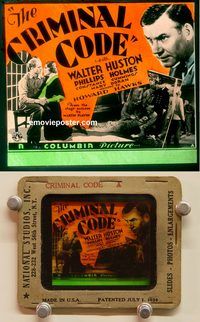 m248 CRIMINAL CODE movie glass lantern slide '31 Howard Hawks, Huston