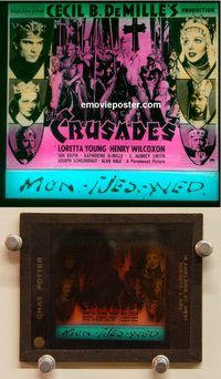 m254 CRUSADES movie glass lantern slide '35 Cecil B. DeMille, Young