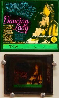 m263 DANCING LADY movie glass lantern slide '33 Joan Crawford, Gable