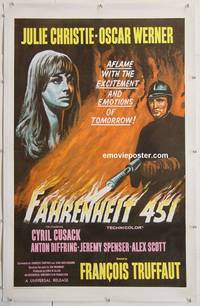 p391 FAHRENHEIT 451 one-sheet movie poster '67 rare international style!