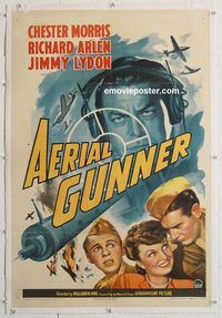 p320 AERIAL GUNNER linen one-sheet movie poster '43 Chester Morris, Arlen