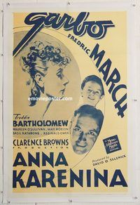 p324 ANNA KARENINA linen one-sheet movie poster R48 Greta Garbo, March
