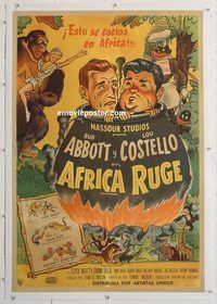 p097 AFRICA SCREAMS linen Argentinean movie poster '49 Abbott&Costello