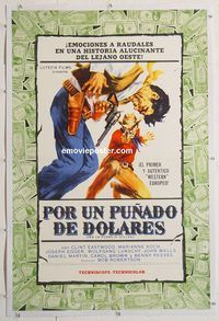 p113 FISTFUL OF DOLLARS linen Argentinean movie poster '67 Eastwood