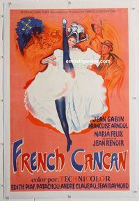 p114 FRENCH CANCAN linen Argentinean movie poster '55 Jean Renoir
