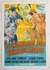p120 MASKED MARVEL linen Argentinean movie poster R40s serial!